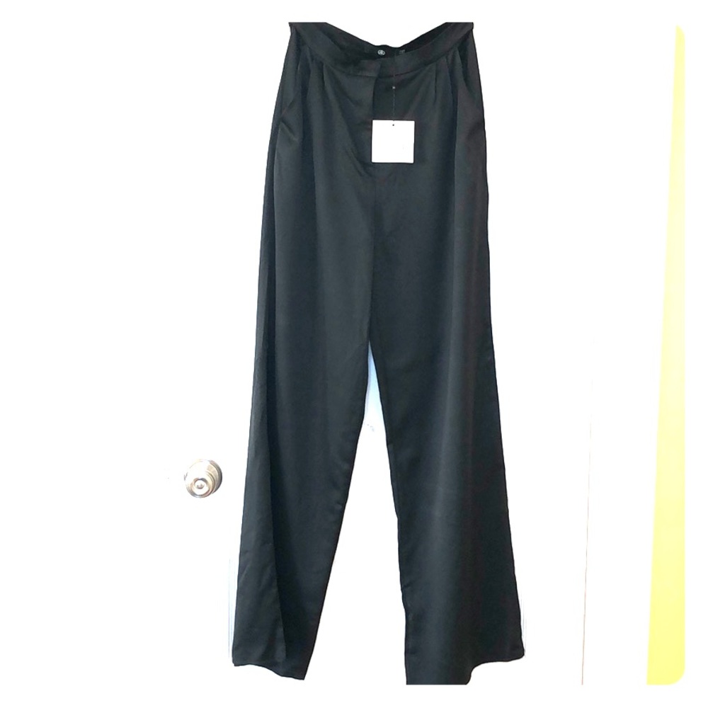 Black satin pants